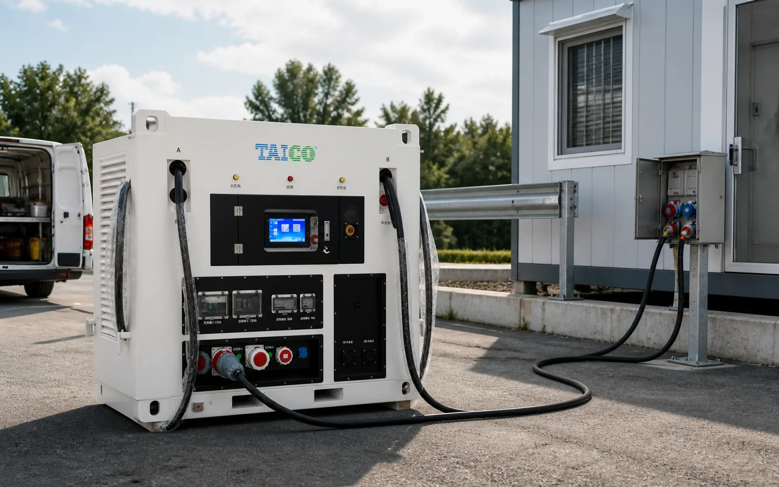 TAICO mobile power system supplying temporary electrical power at an engineering worksite